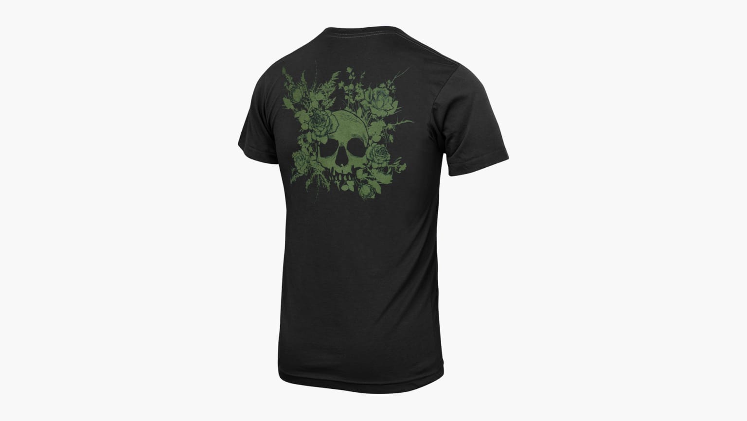 Mattie Rogers Skull n Roses T Shirt Black Green